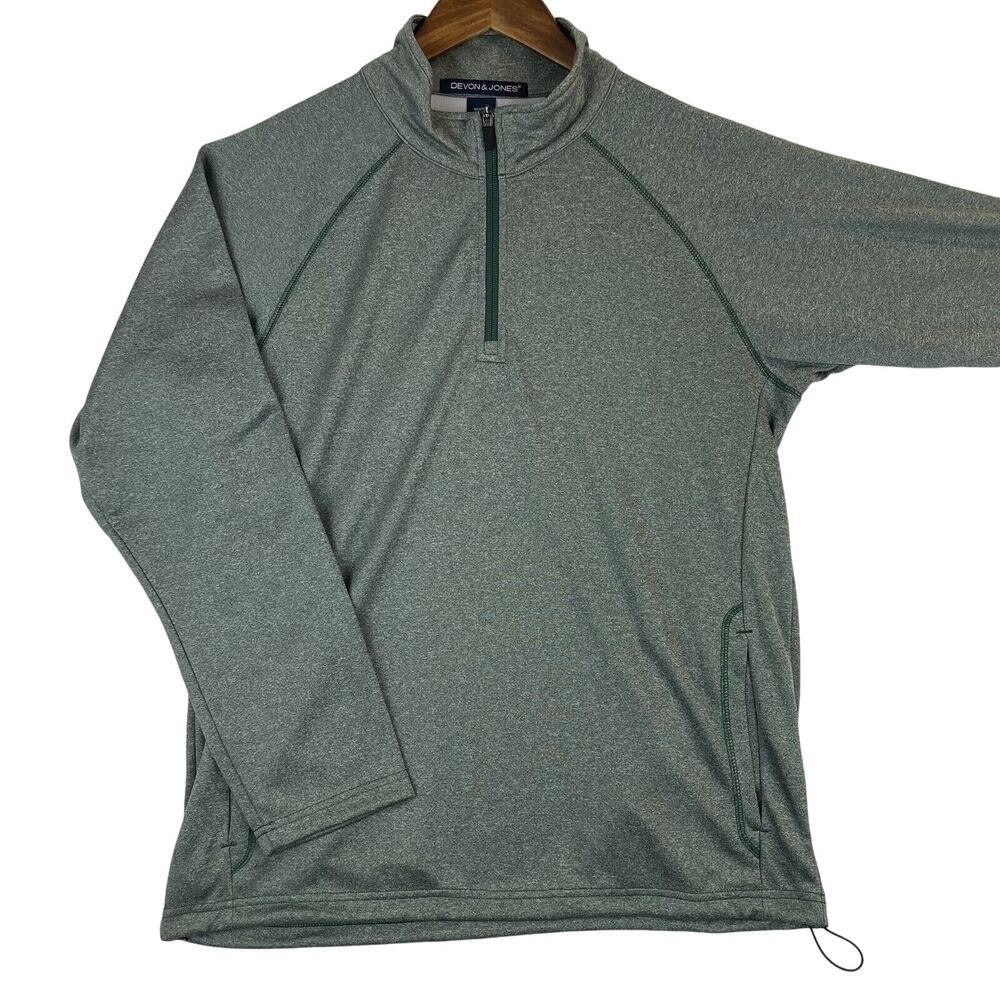 Devon & Jones Long Sleeve 1/4 Zip Pullover Heather Green Sz M NWT